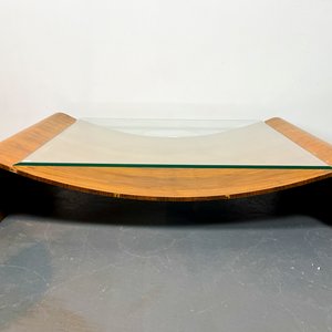 Mesa de Diseño Curva en Madera y Cristal Biselado - imagen 1