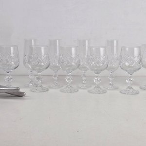 Lote siguiente: Juego de 10 Copas de Cristal Tallado Bohemia