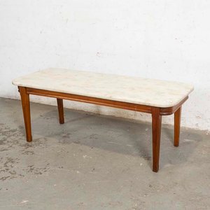 Mesa de Living con Tapa de Mármol y Estructura de Madera - imagen 1