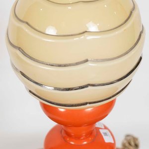 Lámpara de Mesa Vintage Años 70 con Opalina y Base Torneada Naranja - imagen 2
