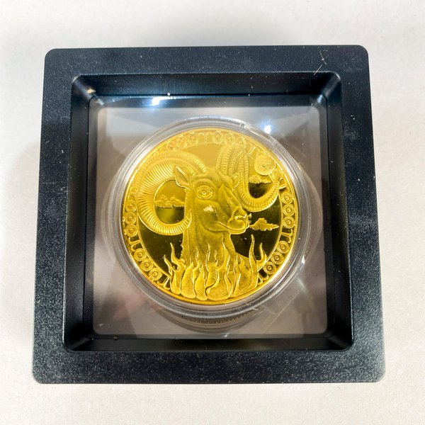 Moneda Coleccionable Aries Dorada con Estuche Zodiacal - imagen 1