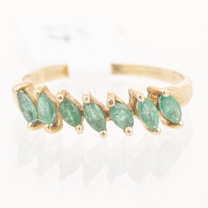 Anillo Medio Sin Fin de Oro 18k con Esmeraldas Talla Marquise - imagen 1