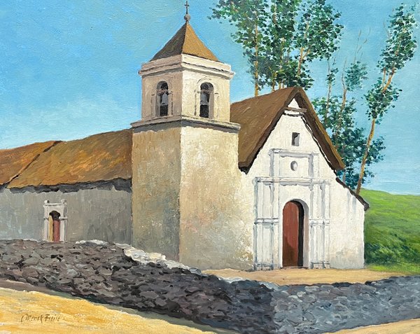 Oleo "Iglesia" de Carlos Menck Freire, 40 x 50 cm - imagen 1