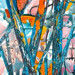 Bastidor Multicolor Abstracto 45x35 con Marco Blanco - imagen 2