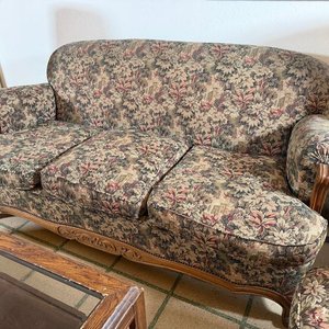 Sillón de 3 cuerpos estilo Luis XV con tapizado floral - imagen 1