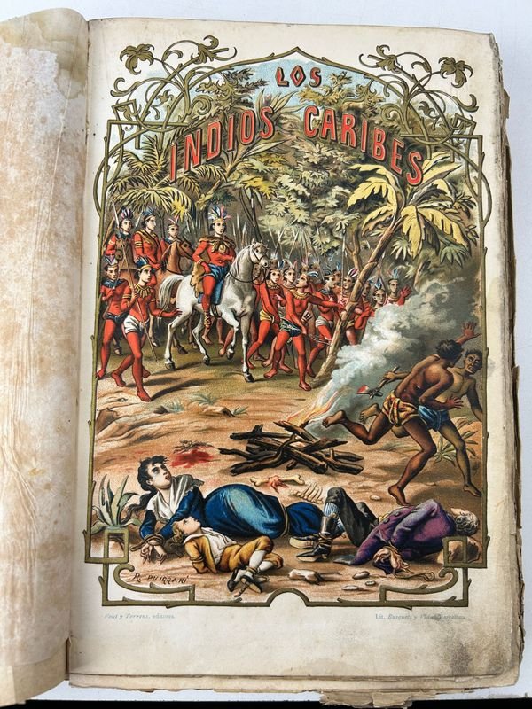 Lote siguiente: Obra ilustrada de temática histórica/colonial, edición antigua con láminas a color