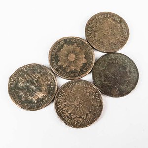 5 Monedas de Cobre de Uruguay - 4 Centésimos de 1869 - imagen 2