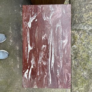 Mesa Auxiliar Rectangular con Tapa de Mármol Sintético y Patas de Madera - imagen 2