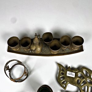 Juego de Licor de Bronce con Posafuente y Soportes Decorativos - imagen 5