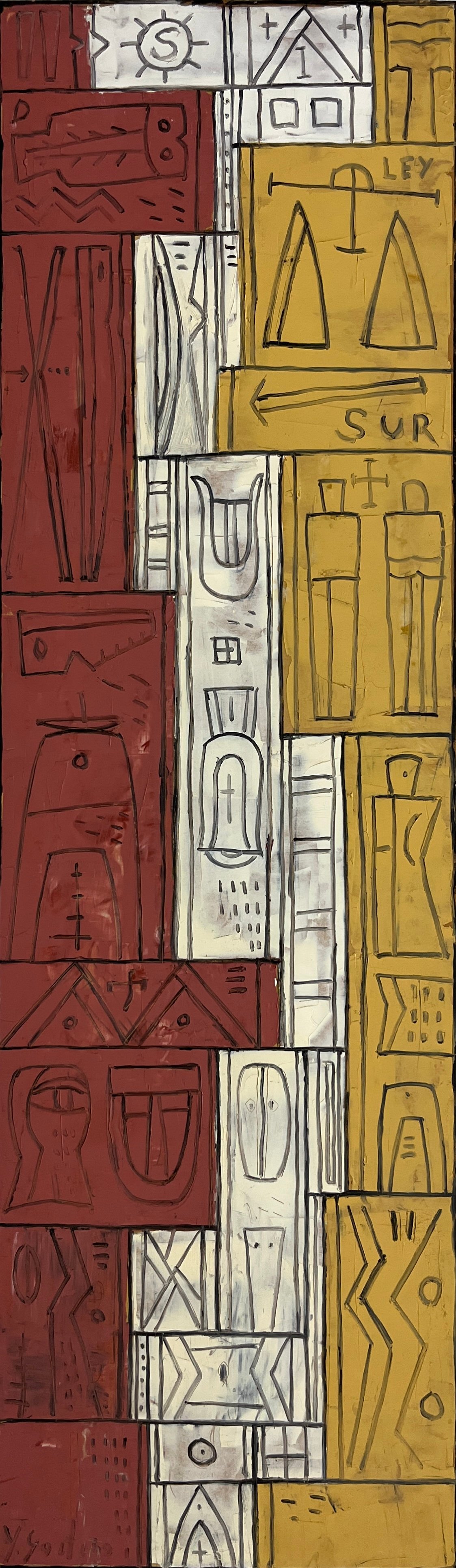 Obra "Constructivo en tres tonos" de Héctor Goitiño - Óleo sobre Fibra