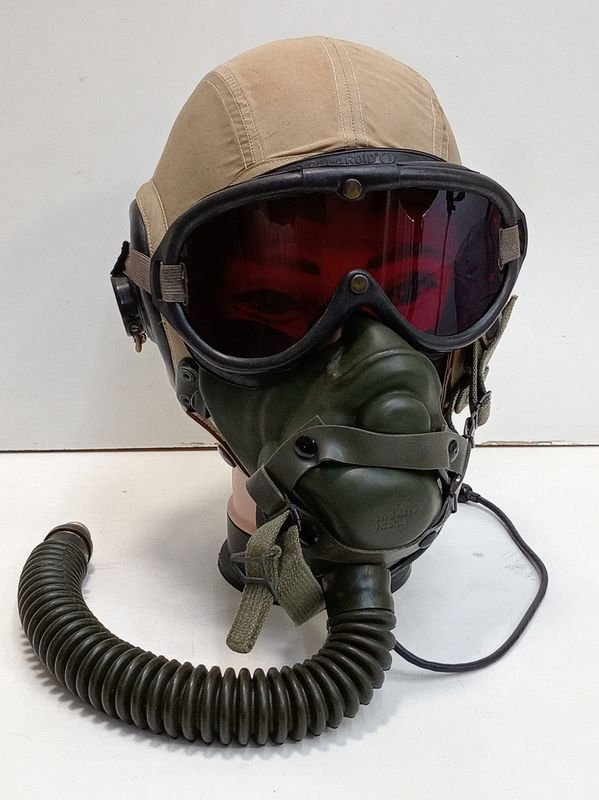 Casco de Piloto Americano WWII AN-H-15 con Auriculares ANB-H-1, Antiparras Polaroid y Mascarilla A-14