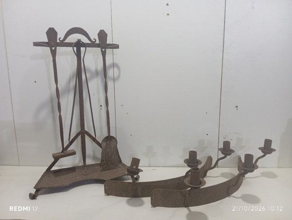 Juego de Accesorios para Estufa a Leña y Candelabros de Hierro - imagen 1