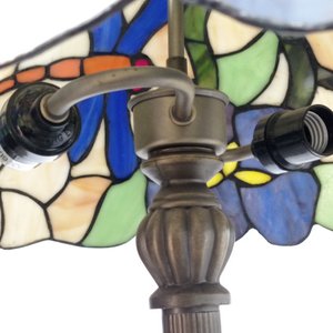 Lámpara de Pie Estilo Tiffany con Vitral de Libélulas y Flores - imagen 4