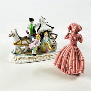 Lote anterior: Figuras de Porcelana: Carreta con Figuras y Dama Estilo Victoriano