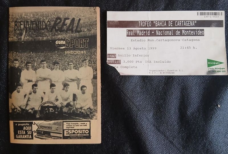 Revista Guía Sport 1966 y Entrada Real Madrid vs Nacional 1999