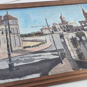 Pintura "Barrio Pocitos" de Stella Barrios, Acrílico sobre Arpillera - imagen 3