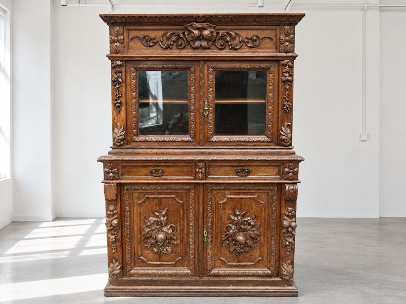 Trinchante Antiguo Roble Talla Estilo Enrique II Francés Siglo XIX