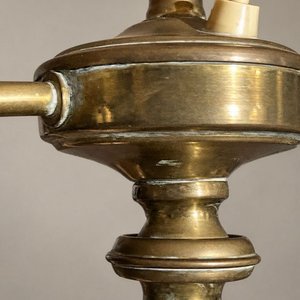 Lámpara de Pie Clásica Doble Brazo Metal Dorado Pantalla Marfil - imagen 4