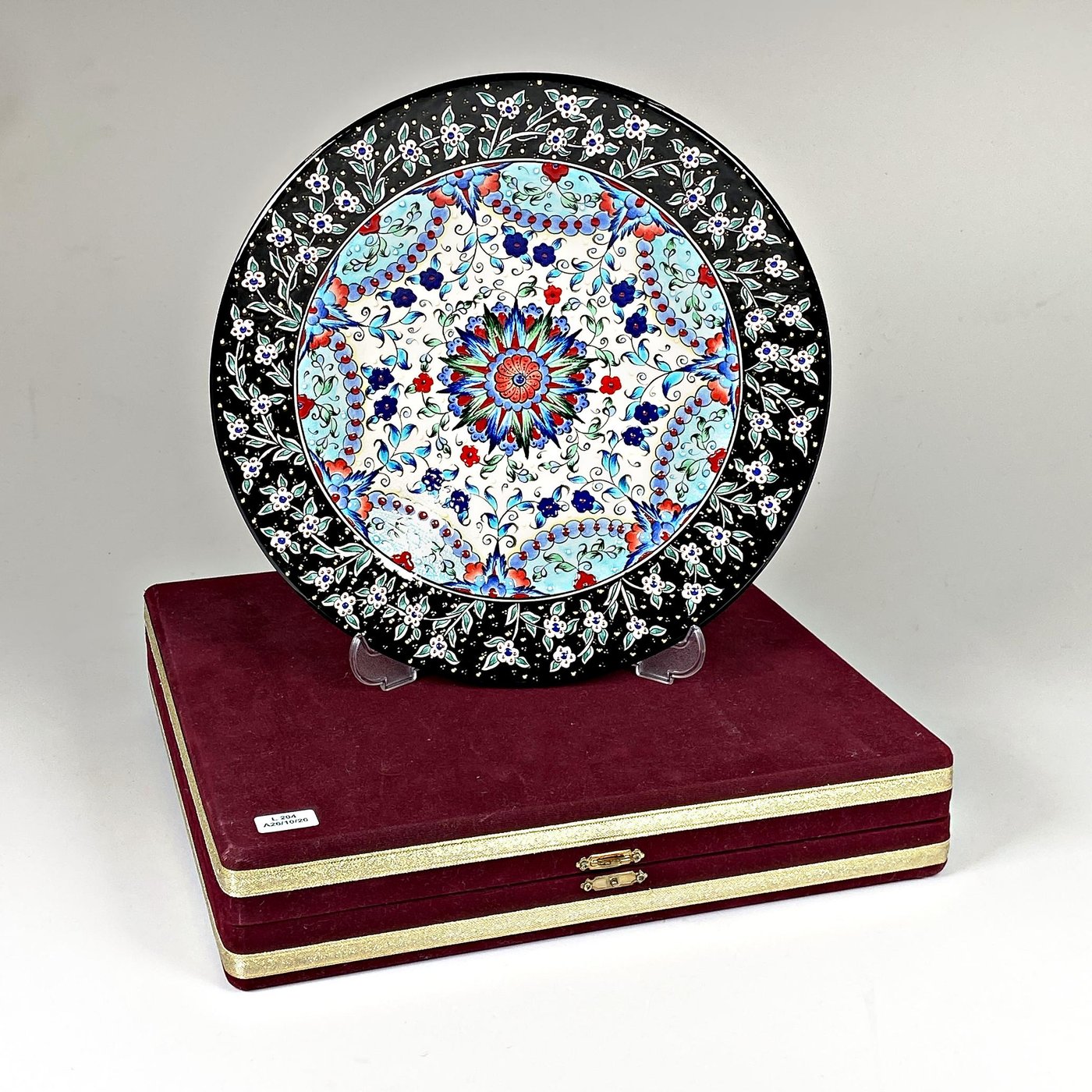 Plato Decorativo Cerámica Floral con Caja - Diámetro 30 cm