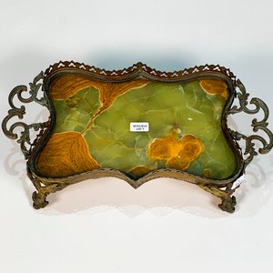Centro de Bronce y Ónix Estilo Francés con Asas Laterales - imagen 2