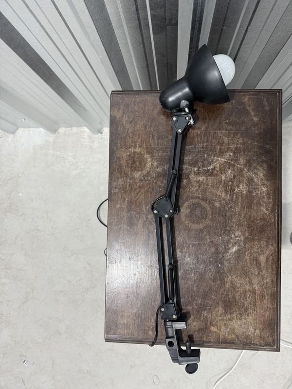 Lámpara de Escritorio Negra con Brazo Extensible y Abrazadera