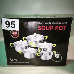 Set de 5 Ollas de Acero Inoxidable con Tapas de Vidrio - imagen 2