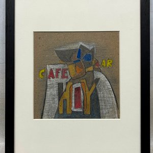 Walter Deliotti "Café/Hoy/Bar" Óleo y Lápiz sobre Cartón - imagen 2