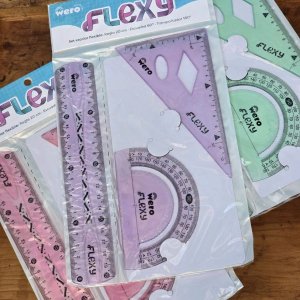 Juegos de Geometría Flexy Wero: 24 Sets Escolares con Regla, Escuadra y Transportador - imagen 3