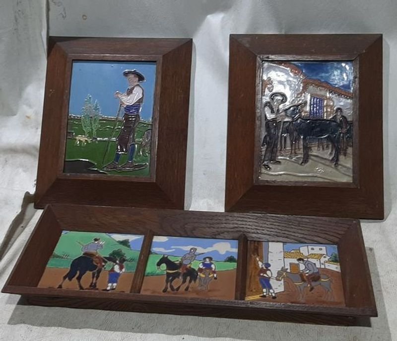 Pinturas al óleo enmarcadas con cerámica - imagen 3