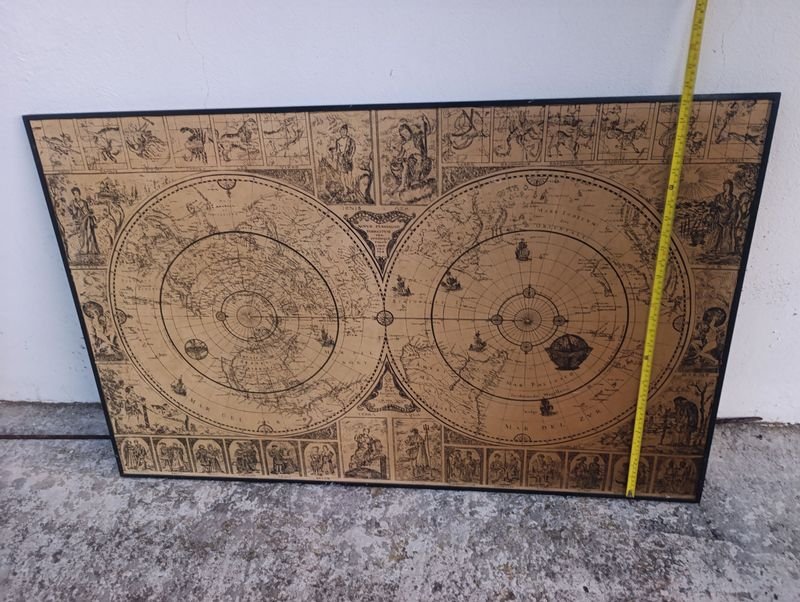 CUADRO NUEVO PLANO TERRESTRE - Mapa antiguo con ilustraciones geográficas - imagen 4