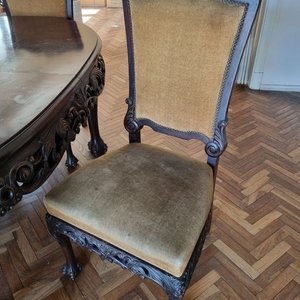 Juego de Comedor Antiguo Estilo Chippendale: Mesa Ovalada Extensible y 6 Sillas - imagen 5