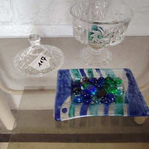 Caramelera y Centro de Mesa de Vidrio Tallado y Decorado - imagen 4