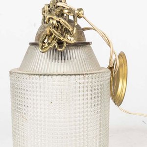 Colgante de Vidrio y Bronce con Cadena, Una Luz - imagen 2