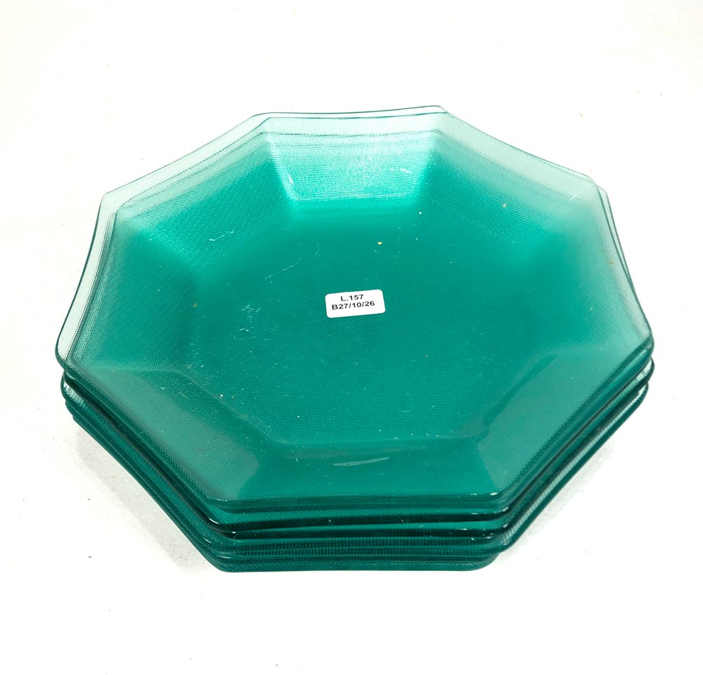 Juego de 9 Platos Octogonales Hialinos Verdes de 23 cm