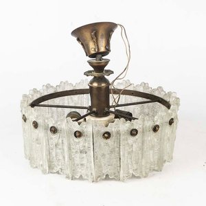 Lote anterior: Colgante Vintage de Bronce y Vidrio Prensado, 5 Luces
