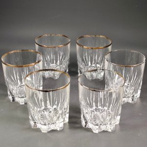 Seis Vasos de Cristal para Whisky con Borde Dorado - imagen 2