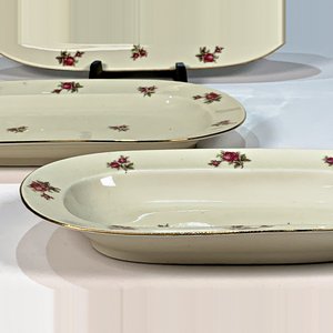 Juego de 3 Fuentes Ovales de Porcelana Bavaria Beige con Flores - imagen 4