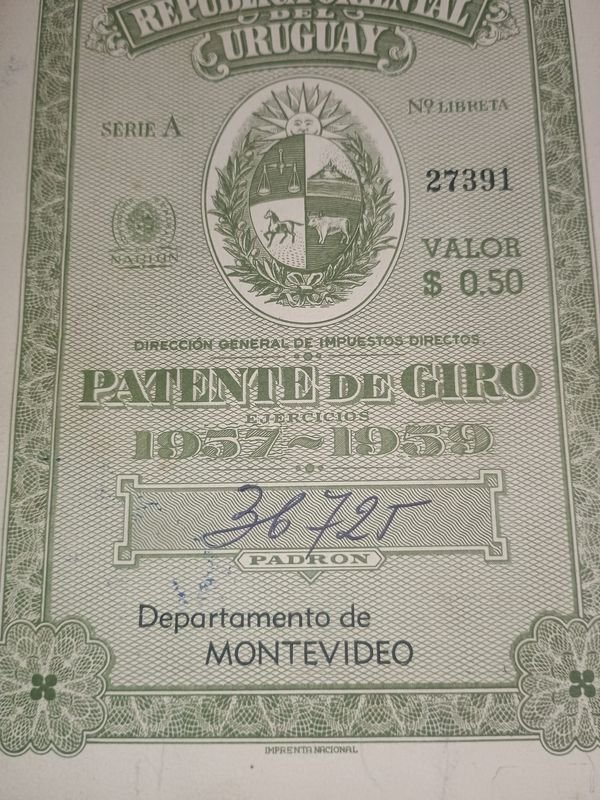 Patente de Montevideo y Chapa de Montevideo, Años 1957 - imagen 4