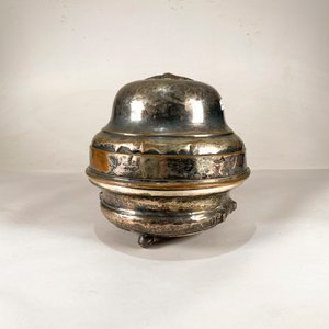 Antiguo "Chauffe-Plat" Calentador de Platos en Metal Plateado - imagen 1