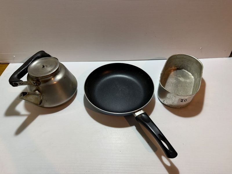 Juego de Cocina: Caldera, Sartén y Recipiente Metálico