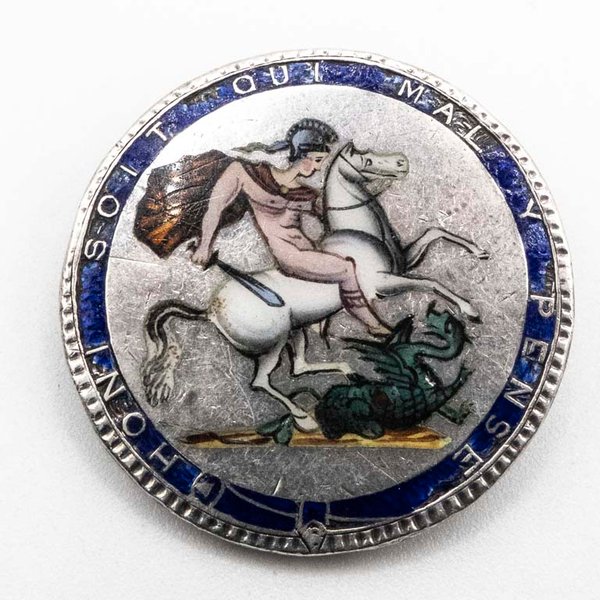 Prendedor de Plata con Moneda Esmaltada Pintada a Mano - imagen 1