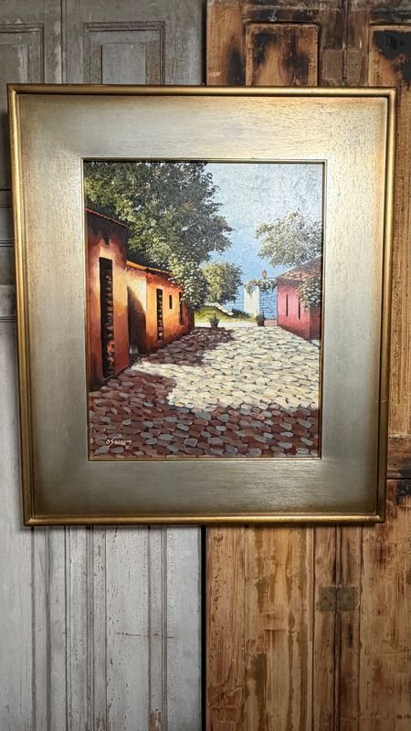 Óleo sobre Fibra "Colonia del Sacramento" por Oscar Suárez - 50x40 cm