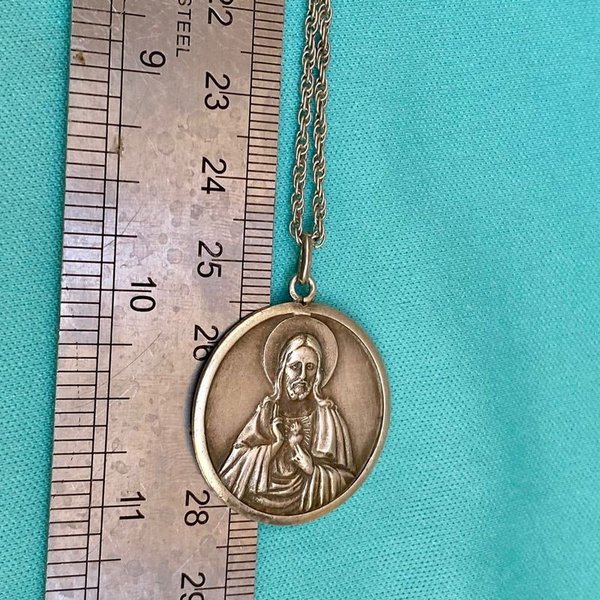 Cadena y medalla con el corazón de Jesús - Plata sellada - imagen 4