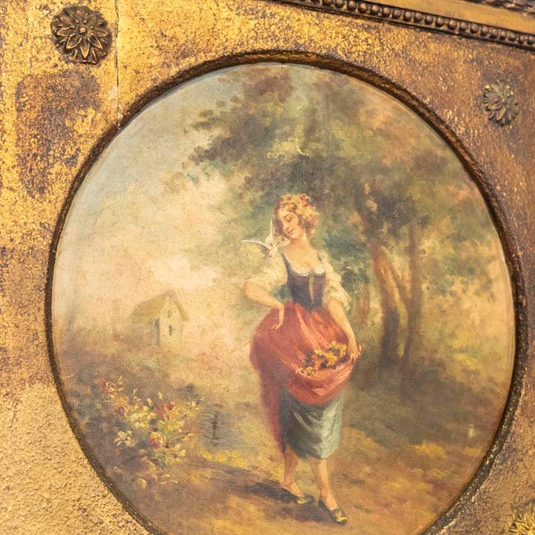 Espejo Luis XVI en venta: biselado y dorado con pintura al oleo - imagen 2