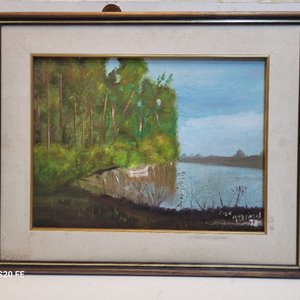 Dos Cuadros al Óleo: Paisaje Natural y Paisaje Urbano-Costero, Firmados y Enmarcados - imagen 6