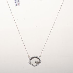 Cadena con Colgante Ovalado de Oro 18k con Brillantes y Cristal - imagen 2