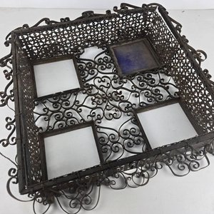 Antiguo Aplique de Techo Artesanal en Hierro Forjado con Cristales - imagen 6