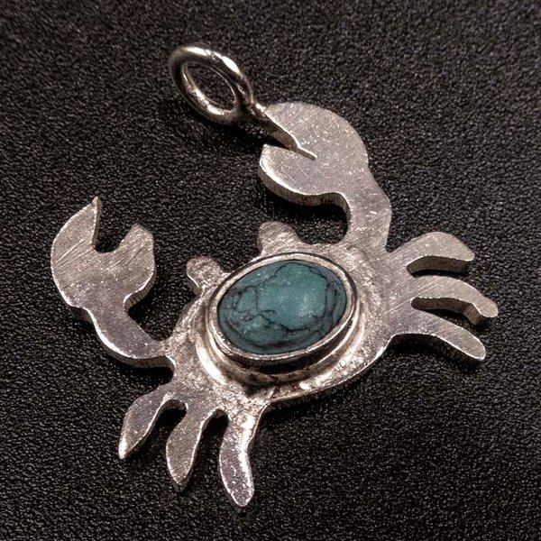 Colgante de Plata 950 con Turquesa - Diseño de Cangrejo - imagen 1