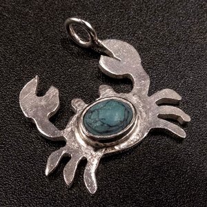 Lote siguiente: Colgante de Plata 950 con Turquesa - Diseño de Cangrejo