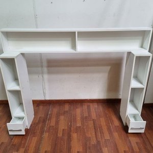 Respaldo de Cama Blanco Moderno con Estantes y Cajones Laterales - imagen 2